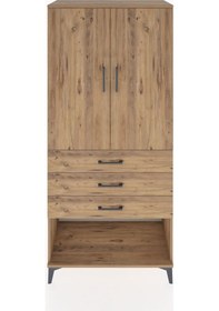Resim Hyperion Dolap 3 Raflı 3 Çekmeceli 2 Kapaklı 88x44x195 Çam-çam Atlas Çam 