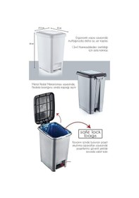 Resim Omnipazar Sy4280 Slim Pedallı Gri Plastik Çöp Kovası Siyah 10 L Siyah 