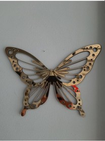 Resim Kelebekler Üçlü Gold, Gümüş Ve Rose Aynalı Pleksi Dekoratif Tablo 