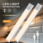 Resim 2 Adet LED Hareket Sensörlü Dolap Işığı, Tezgah Altı Mutfak Gece Aydınlatması, Kablosuz Manyetik USB Şarj Edilebilir Gardırop ve Dolap Işıkları, Pille Çalışan Merdiven ve Dolap Aydınlatma 