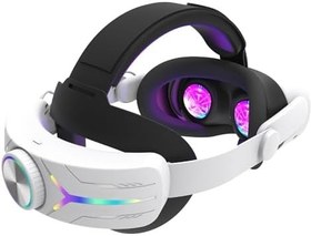 Resim Meta Quest 3S için Ayarlanabilir Konforlu RGB Şarjlı Başlık VR Aksesuarları 12000 mAh Elektrikli Oyun Başlığı (pilsiz beyaz) 