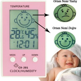 Resim Weather Forecast Çocuklar için İç Mekan Termometre ve Nem Ölçer Saatli thr103 