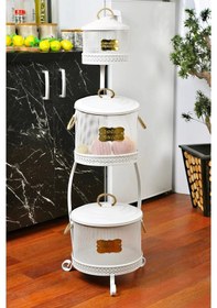 Resim Metal Standlı 3 Katlı Delikli Patates Soğan Sarımsak Kovası Beya Çok Renkli 