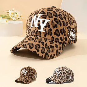 Resim 1 Nakışlı NY Leopar Desenli Beyzbol Şapkası Unisex Nefes Alabilir Ayarlanabilir Golf Kadın Yaz Modası Kavisli Kenar Y2K Çiftler İçin Şapka 
