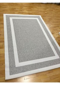 Resim Melidia Halı Trendy Jüt Sisal Salon Oturma Odası Halısı Gri Beyaz Gri Beyaz 