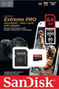 Resim Sandisk Extreme Pro 64gb 200/90mb/s Microsdxc Uhs-ı Adaptörlü Hafıza Kartı Sdsqxcu-064g-gn6ma 