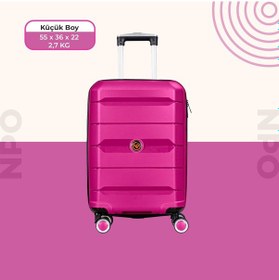 Resim Npo Diamond Pp Polipropilen Küçük Kabin Boy Kırılmaz Valiz - Fuşya 