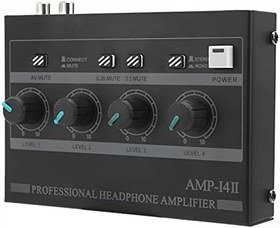 Resim Eujgoov 4 Kanallı Kulaklık Amplifikatörü, AMP‑i4Ⅱ Mono/Stereo Bağımsız Ses Kontrollü Kulaklık Bölücü (100‑240V)(AB Fişi) 