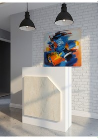 Resim Resital Ledli Karşılama Bankosu G-90 Cm Ofis Kasa Resepsiyon Masası Banko-002-1-8 