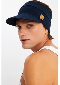 Resim Butikgiz Erkek Uv Koruyuculu %100 Pamuklu Penye Tenis Golf Stil Vizör Şapka Siperlik - Tek Ebat / Lacivert Lacivert 