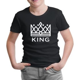 Resim Lord T-Shirt LordT-Shirt King And Queen - King Siyah Çocuk Tshirt 