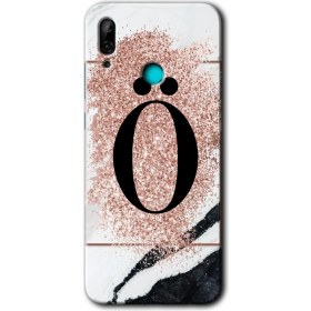 Resim Bera Aksesuar Huawei P Smart 2019 Kılıf Hd Desen Baskılı Arka Kapak - Pembe Mermer Desenli Ö Harfi 