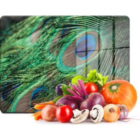 Resim Decovetro Cam Kesme Tahtası Tavus Kuşu Desenli 30X40 cm 