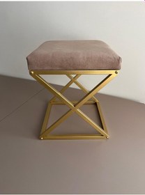 Resim Metal X Ayaklı Puf - Gold Metal Gold 
