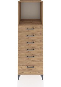 Resim Kronos Dolap Tek Raflı 6 Çekmeceli 60x59x182 Çam-çam Atlas Çam 