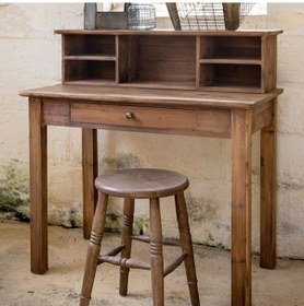 Resim Ahşap Çalışma Masası Masası 100 CM Antrasit - Ceviz 