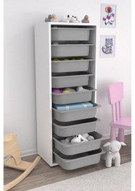 Resim Pratico Zola 9 Sepetli Çok Amaçlı Oyuncak Dolabı Gri 