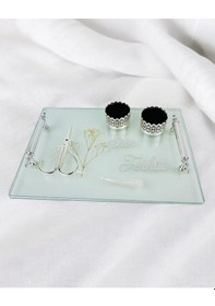 Resim Reflection Gümüş Şeffaf Söz Tepsisi Ve Damat Kahve Tepsisi Beyaz Beyaz 