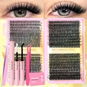Resim 800 adet 30D 40D 50D 60D / 200 adet Wispy 80D Kendinden Yapışkanlı Takma Kirpik Seti, Doğal, Yoğun, Ekstra Kalın, Farklı Makyaj Stilleri 9-16mm Karışık, Başlangıç için Kirpik Yapıştırıcısı ve Cımbız ile, Şık Hediye Seti 