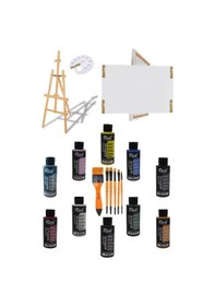 Resim Ayaklı Şövale+50x70 Tuval10'lu Rich Akrilik120 Cc+6'lı Fırça Set 