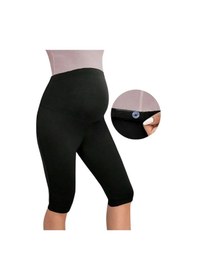 Resim Toparlayıcı Ve Sıkılaştırıcı Esnek Bel Ayarlı Diz Altı Siyah Hamile Kapri Tayt 