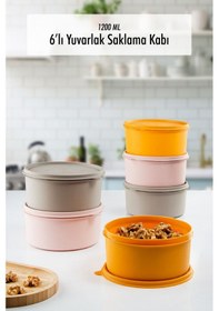 Resim 6 Adet Yuvarlak Saklama Kabı & Kahvaltılık 1200 Ml -9041183581239kcbmtfk Çok Renkli 