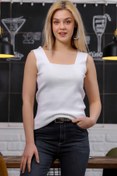 Resim Chiccy Kadın Beyaz Kare Yaka Kalın Askılı Triko Bluz M10010200BL94397 