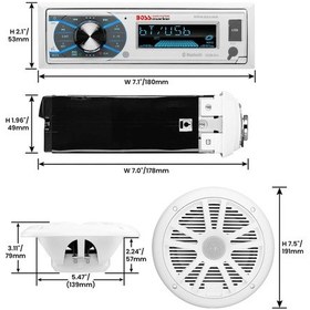 Resim Boss Audio Systems Mck632Wb.6 Usb, Aux Girişli Bluetoothlu Hoparlörlü Marin Teyp Seti 
