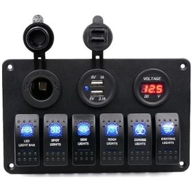 Resim Sealux Switch Panel 6'Lı 12 V Usb Voltmetre 