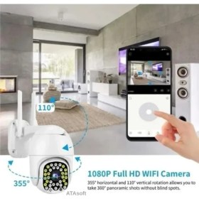 Resim ATAsoft 360 Derece Yönlendirilebilir Wifi Akıllı Haraket Sensörlü Takip 4x Zoom Ip Su Geçirmez Iç Dış Mekan Kamera 32 Ledli 1080P BLM05 