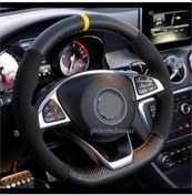 Resim Renault Kangoo Dikmeli Direkdiyon Kılıfı Alkantra Karbon Sarı 