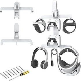 Resim VR Wall Mount Stand for PS5 PS VR2 Set, All in 1 Wall Mount Kit with PS VR 2 Sense Controller and Headset Holder, Compatible with Oculus Quest 2 Accessories 