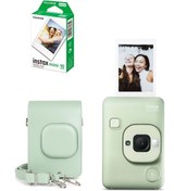 Resim Fujifilm Instax Mini LiPlay Hybrid Matcha Green Fotoğraf Makinesi 10'lu Film Liplay Uyumlu Çantalı Set 