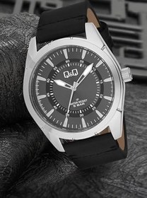 Resim Q&Q Q894J800Y Gümüş Siyah Deri Kordonlu Erkek Kol Saati 