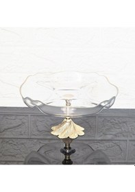 Resim Küçük Bölmeli Servis Tabağı Döküm Semerkand Gold Ayaklı & Sunumluk & Kahvaltılık & Çerezlik 25 Cm Beyaz 