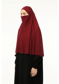 Resim Altobeh Hazır Türban Peçeli Pratik Eşarp Tesettür Nikaplı Hijab - Namaz Örtüsü Sufle 3xl - Bordo Bordo 