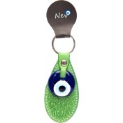 Resim Nev Deri Nazarlı Anahtarlık (Damla) -Yeşil 