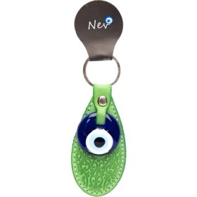 Resim Nev Deri Nazarlı Anahtarlık (Damla) -Yeşil 