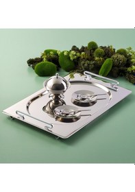 Resim Jumbo New 9000 28 Parça Oval Çay Seti Çelik Çelik Gümüş 