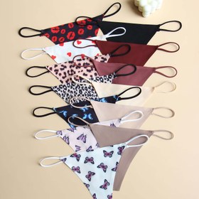 Resim 13'lü Kadın Düşük Bel Çıplak Ayaklık & V-Yelek, Seksi Kelebek & Hayvan Baskısı, Solunabilir Örgü Kumaş, Polyester %80 Elastan %20, Rahat İç Çamaşırı 