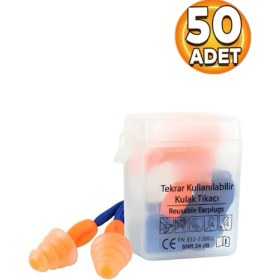 Resim Kkdstock Gürültü ve Ses Önleyici Kordonlu Kutulu Kulak Tıkacı Tekrar Kullanılabilir 24DB 