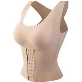 Resim Folinda Kadınlar İçin Tam Kupa Dolgulu Push Up Geri Desteği Spor Sütyeni - Omuz Dikişsiz Kalça Daraltıcı Bej 3xl Bej 