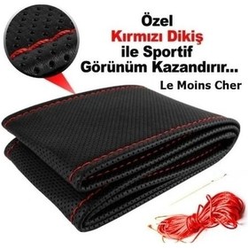 Resim Fiat Coupe Kırmızı Direksiyon Kılıfı Dikmeli Delikli Model 