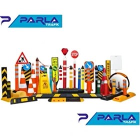 Resim Parla 10 Adet Kırmızı Plastik Trafik Delinatör 75 cm Otopark Yol Duba Esnek Koni Modeli 