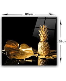 Resim Decorita Altın Ananas | Cam Ocak Arkası Koruyucu 