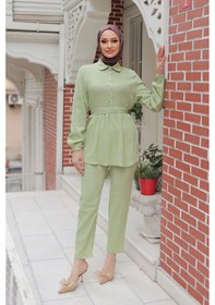 Resim Misskayle Taş Düğme Detaylı Takım Mint Yeşili Mintyeşili Mint Yeşili 
