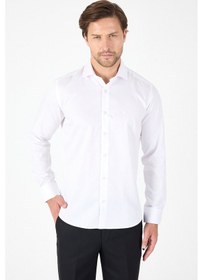 Resim İmza Beyaz Uzun Kol Yarım İtalyan Yaka Cepsiz Non Iron Slim Fit Pamuklu Gömlek 1004250267 Beyaz 