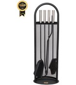 Resim 5 Li Lüx Ithal Tel Standlı Şömine - Soba Maşa Takımı Aksesuar Seti 