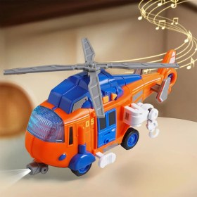 Resim Craftivio Sesli ve Işıklı Kurtarma Helikopteri Turuncu - Pervaneli Eğitici Oyuncak Helikopter 21 cm 