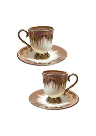Resim 6 Kişilik Gold Detaylı Damla Desenli Türk Kahvesi Fincanı -90ml Diğer 